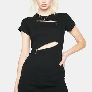 Ragged Priest Band Dress With Adjustable Zippers